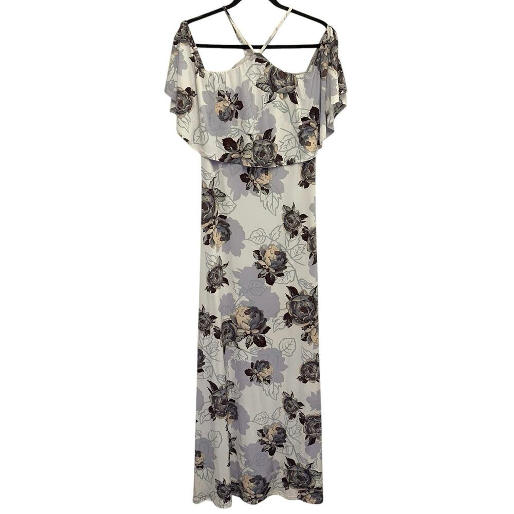 Sugar + Lips Floral Maxi Dress Medium Off Shoulder Ruffle Boho